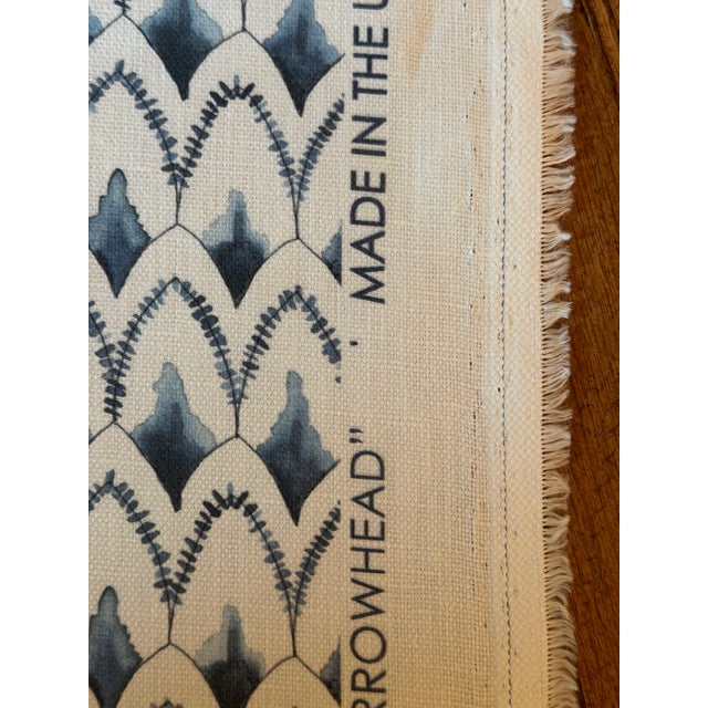 2020s Erika Powell Textiles Linen Print Fabric- Arrowhead Relief Indigo 5 1/2 Yards For Sale - Image 5 of 5