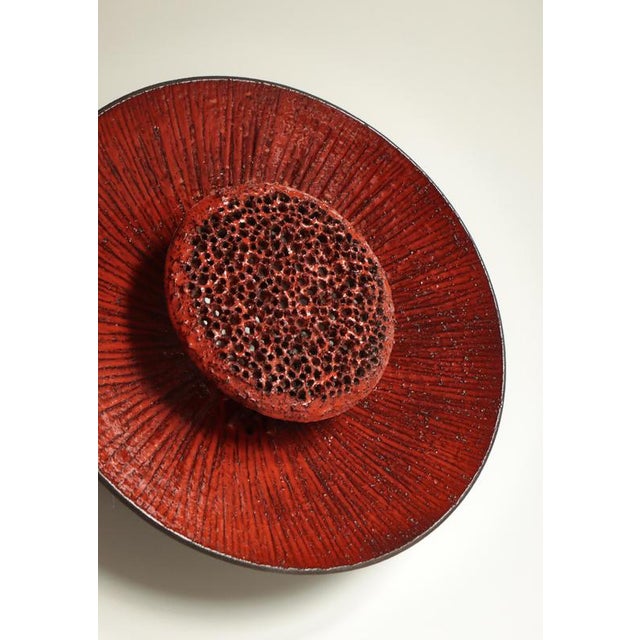 Scandinavian Modern Huge Ceramics Sun Wall Sconce attributed to Sejer Denmark, 1960s For Sale - Image 4 of 15
