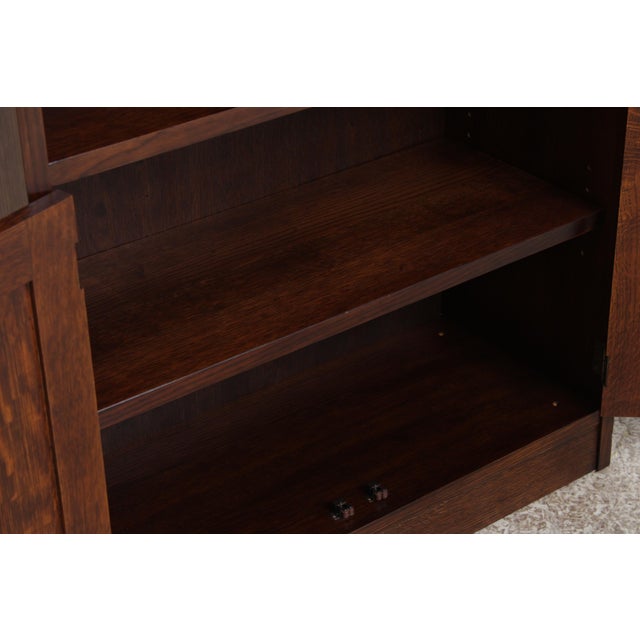 2000 - 2009 Stickley Mission Oak Tall Bookcase W. Cabinet Base For Sale - Image 5 of 16