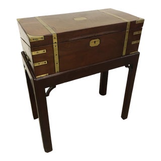 Circa 1807 Mahogany Campaign Lap Desk and Stand For Sale