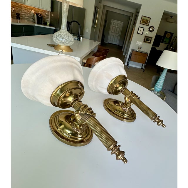1950s French Devoluy Hand Torch Brass Wall Sconces - a Pair For Sale In Palm Springs - Image 6 of 18