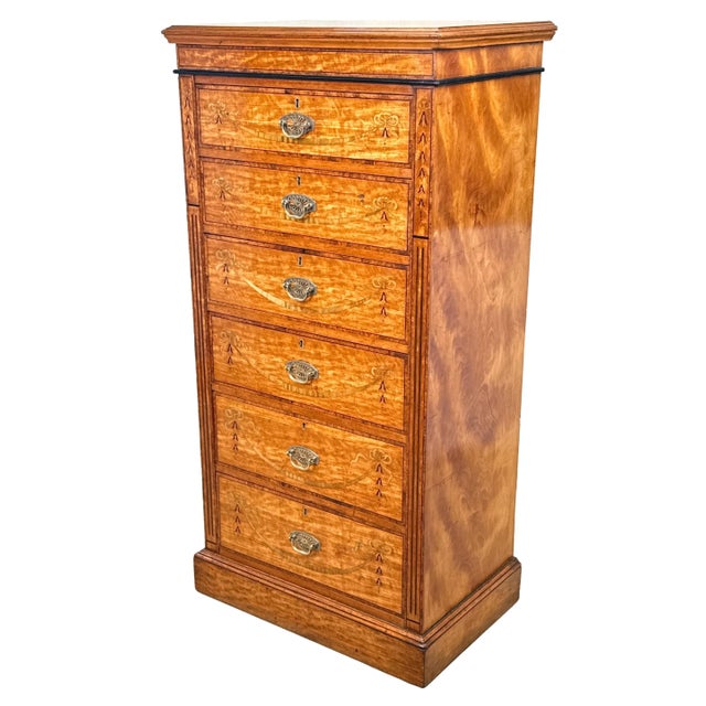 Pedestal Chest of Drawers in Satinwood, 1880 For Sale - Image 12 of 12