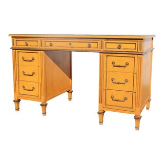 1940's Hollywood Regency Sunkist Orange W/ Gold Trimmed Writing Desk For Sale