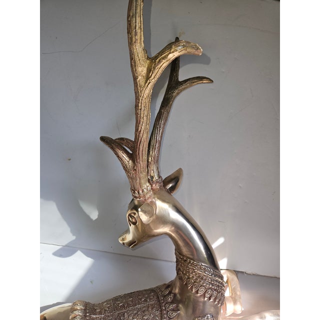 1960s 1960s Recumbent Brass Stag Saeiran Style For Sale - Image 5 of 7