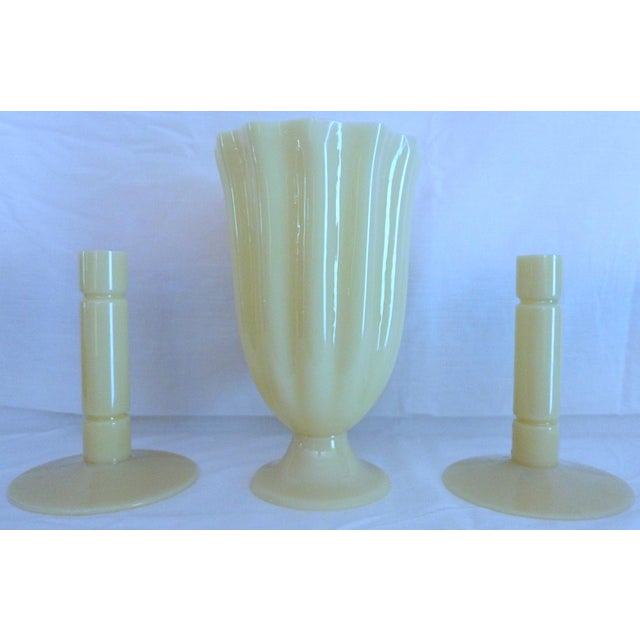 Early 20th Century Steuben Ivory Centerpiece Vase & Candlestick Set - 3 Pieces For Sale - Image 10 of 10