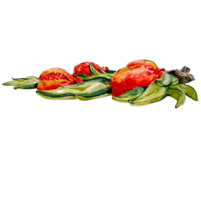 Rustic European Vintage Bassano Italian Large Ceramic Pomegranate Wall Plaque For Sale - Image 3 of 7