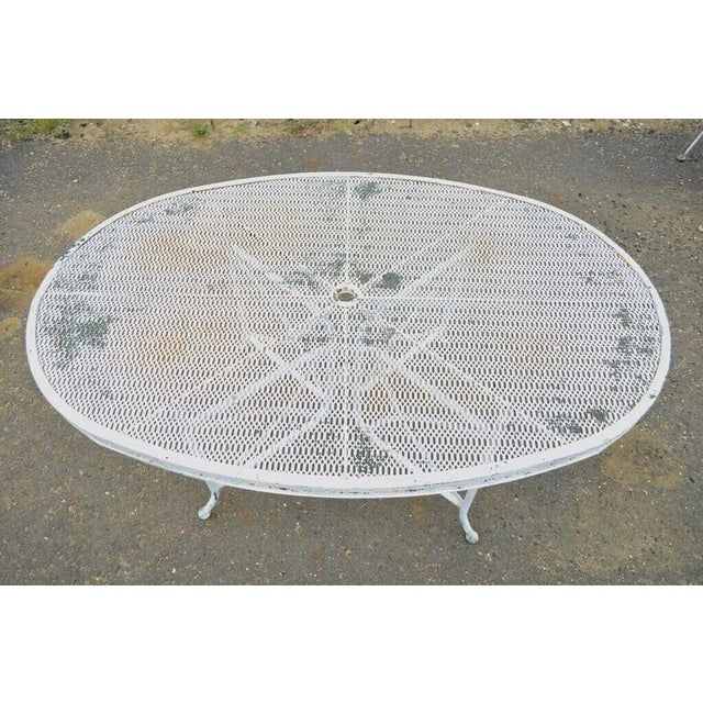 Mid 20th Century Vintage Wrought Iron Salterini Style Garden Patio Dining Table & 4 Chairs, Attributed For Sale - Image 5 of 12