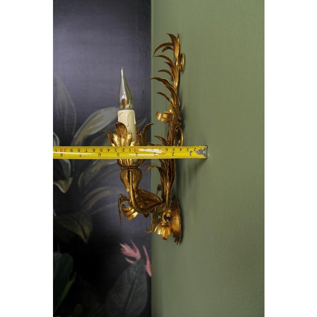 Hollywood Regency Gilt Metal Two-Light Sconce, 1970s For Sale - Image 12 of 18
