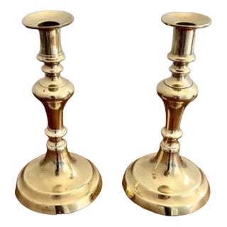 Victorian Brass Candlesticks, 1880s, Set of 2 For Sale
