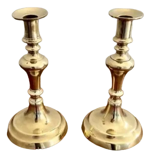 Victorian Brass Candlesticks, 1880s, Set of 2
