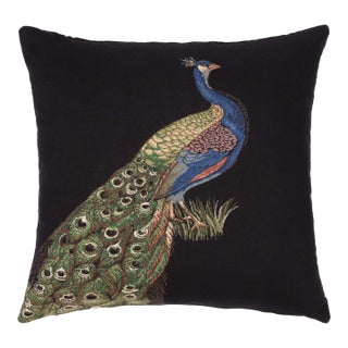 Peacock Left Tapestry Cushion With Feather Filler - 46x46cm (18"x18") For Sale