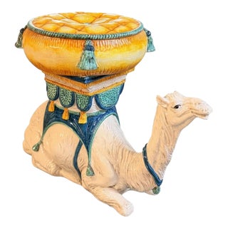 1990s Italian Ceramic Camel Garden Seat For Sale