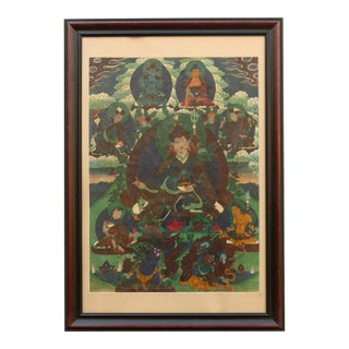 Mystical Painted Tibetan Thangka, Framed For Sale