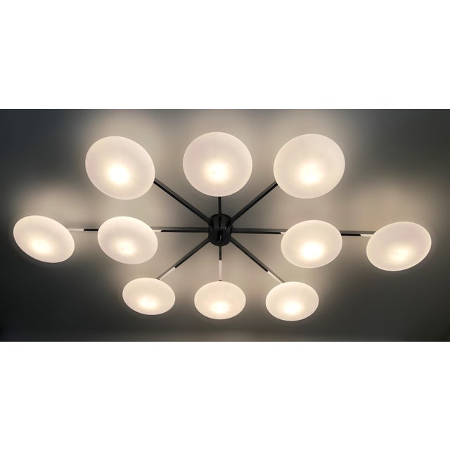 Italian 21st Century Dieci Polished Chrome Matte White Murano Flush Mount by Fabio LTD For Sale - Image 3 of 5