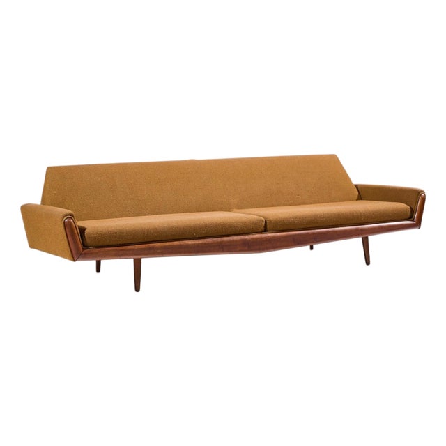 Adrian Pearsall for Craft Associates Mid Century Walnut Gondola Sofa For Sale