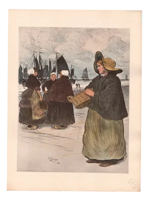 Louis Borgex, Les Sardinières, 1898, Original Lithograph