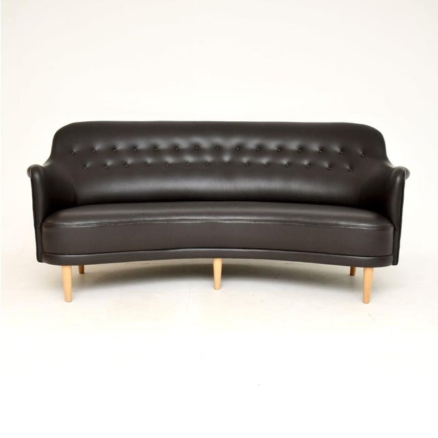 Swedish Leather Sams Sofa by Carl Malmsten for O.H. Sjögren, 1960s For Sale - Image 11 of 11