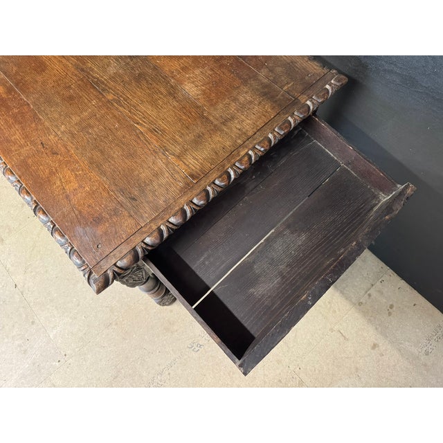 Antique Table in Carved Oak, 1860 For Sale - Image 9 of 14