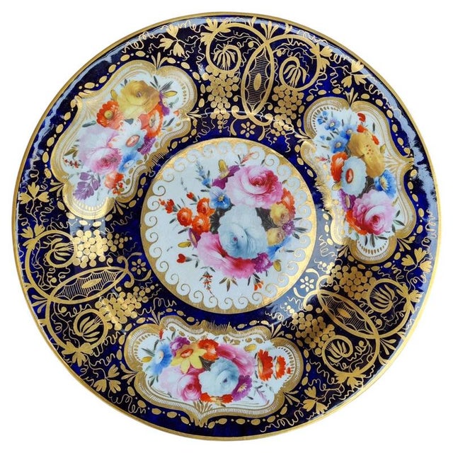 Blue Antique Early Coalport Botanical Porcelain Display Plate, 1820 For Sale - Image 8 of 8