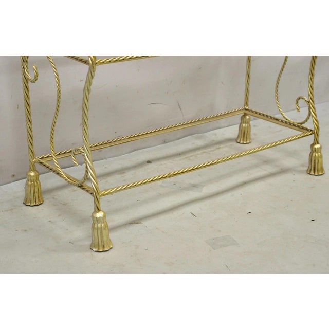 Mid 20th Century Italian Hollywood Regency Iron Rope Tassel Silver Gold 5 Tier Etagere Bookcase For Sale - Image 10 of 12