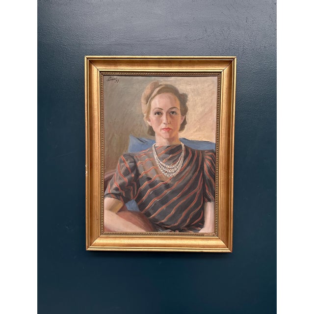 Lenné, Portrait of Lady, 1939, Oil Painting on Canvas, Framed For Sale - Image 14 of 14