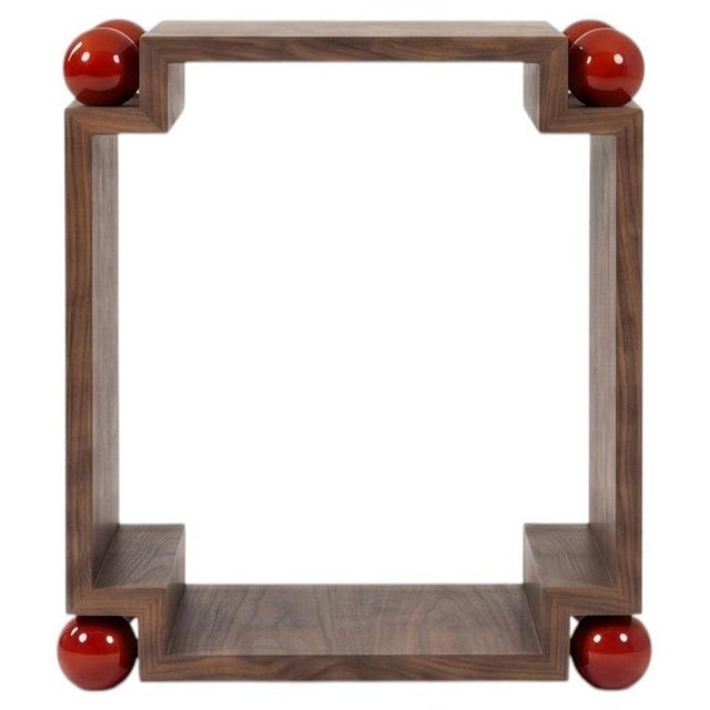 Red Muladhara Side Table in Walnut and Birch Spheres by Auste Ost For Sale - Image 8 of 8
