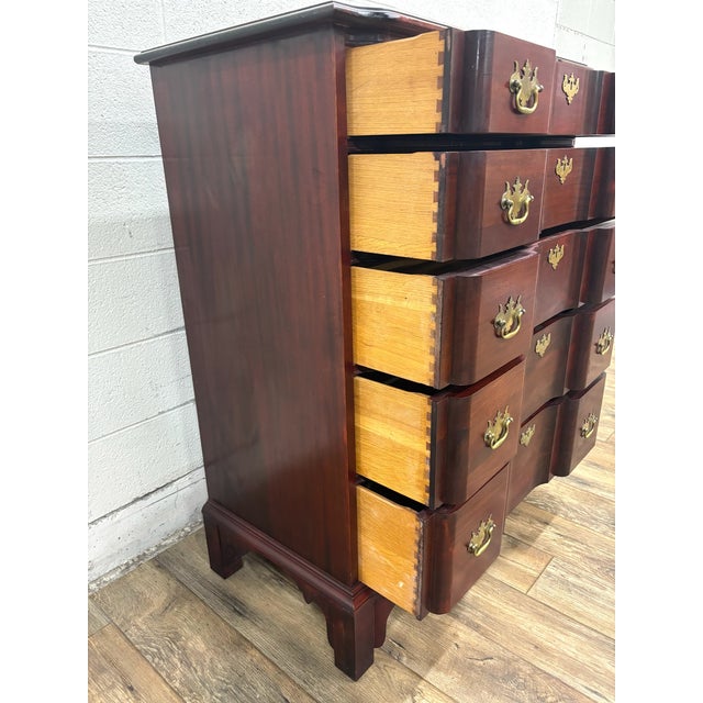 This is an absolutely gorgeous vintage Chippendale style cherry or mahogany block front 38" Gentleman's Chest of drawers....