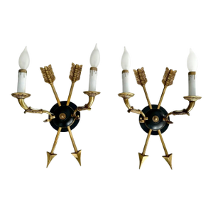 Pair French Empire Style Arrow Swan Wall Sconces