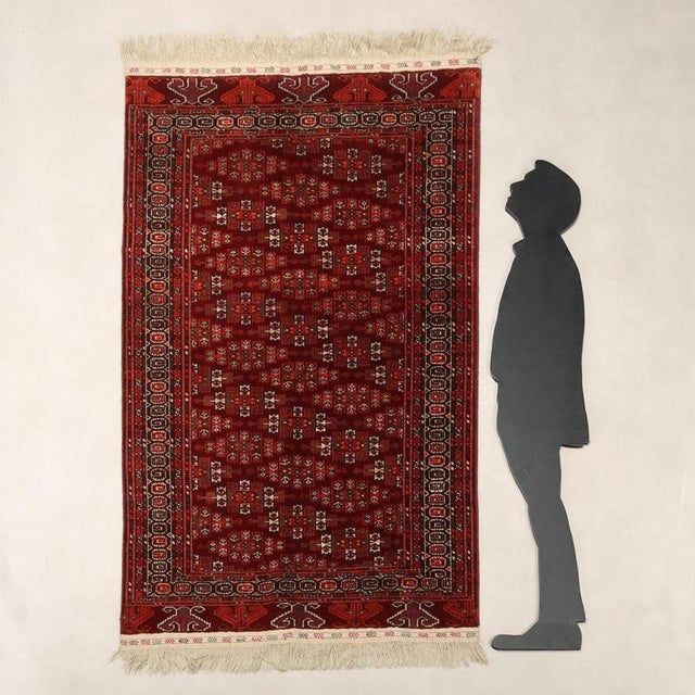 Bukhara rug in wool, fine knot, hand-made. This piece is attributed to the mentioned designer/maker. It has no attribution...