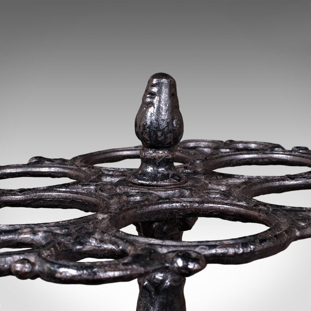 Black Antique Reception Hall Umbrella Stand, English, Cast Iron, Stick Loop, Victorian For Sale - Image 8 of 10