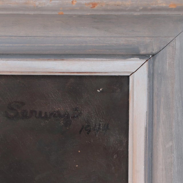 1940s Albert Serwazi (American 1905-1992) "Gertrude With Parrot". Oil on Canvas C 1940s For Sale - Image 5 of 8