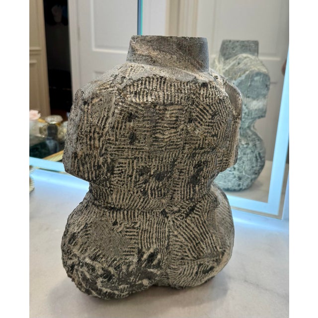 Vintage Hand-Carved Gray / Green Abstract Female Torso Sculpture For Sale - Image 4 of 7