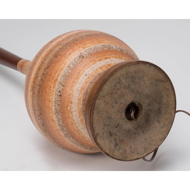 Mid-Century Bitossi Style Ceramic Walnut Sandstone Striations Lamp For Sale - Image 12 of 13