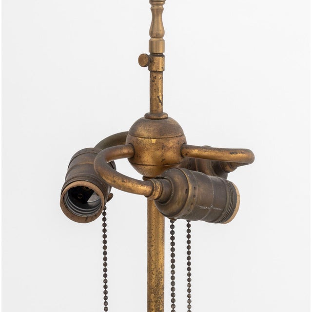 Brass Mid 20th Century Chinese Figural Motif Brass Lamp For Sale - Image 8 of 11