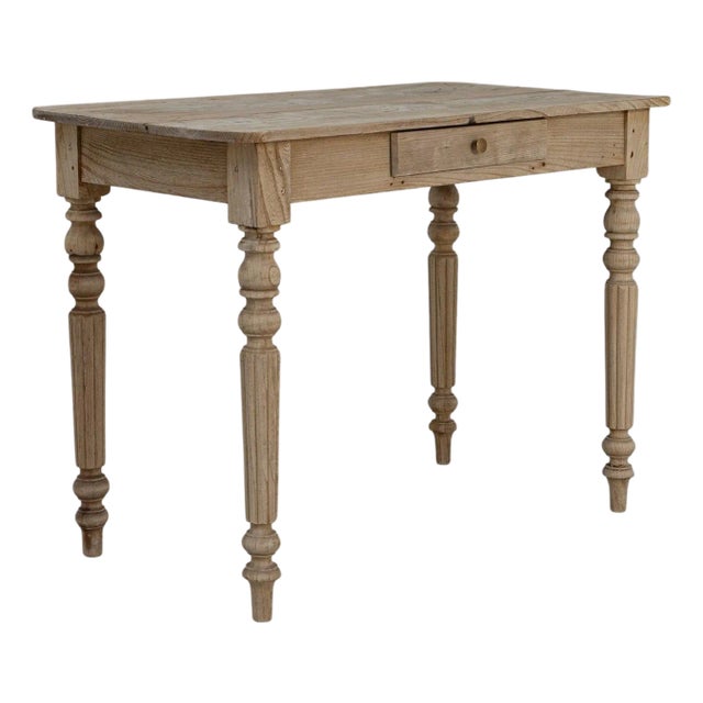 19th Century French Louis XVI Wooden Writing Table With Drawer For Sale