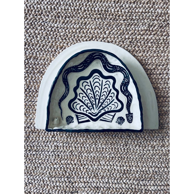 Black Serpent and Shell Altar Clamshell/ Shell Wall Hanging Ceramic Sea Witch Altar For Sale - Image 8 of 8