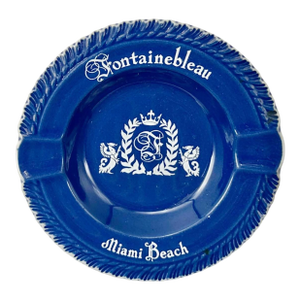 Vintage Fontainebleau Miami Beach Hotel Blue Ceramic Ashtray
