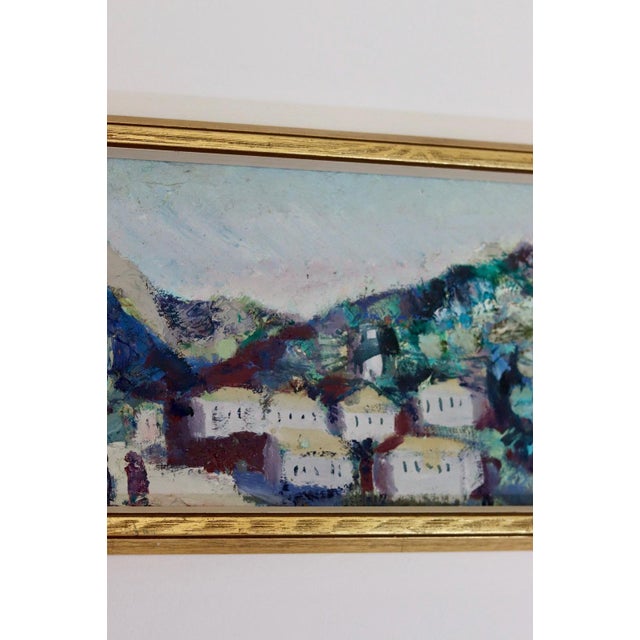 Mid-Century Modern Bertil Wahlberg, Village, 1960s, Oil on Panel, Framed For Sale - Image 3 of 10