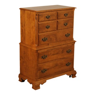 Ethan Allen Chippendale Style Maple Chest on Chest For Sale