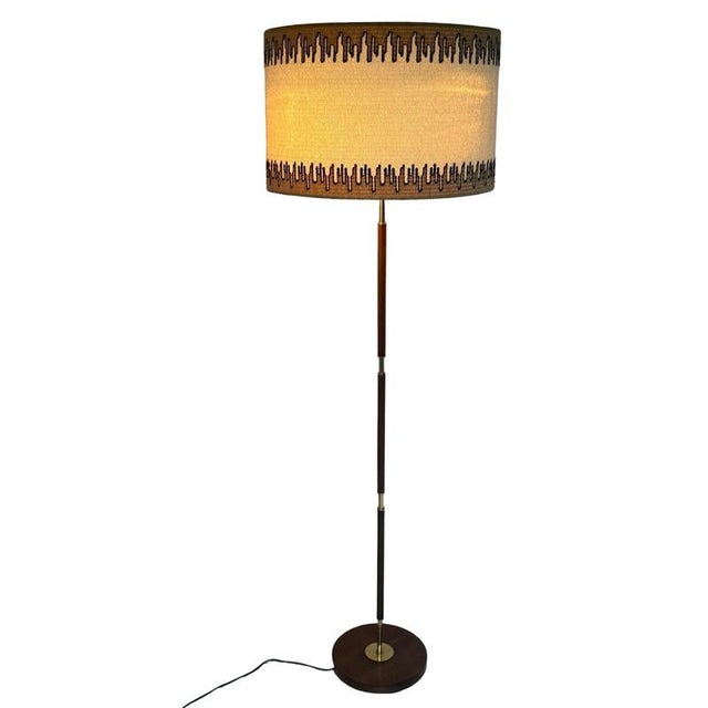Vintage Space Age Floor Lamp in Brass with Teak Wooden Base from Temde Leuchten, 1960s For Sale - Image 9 of 9
