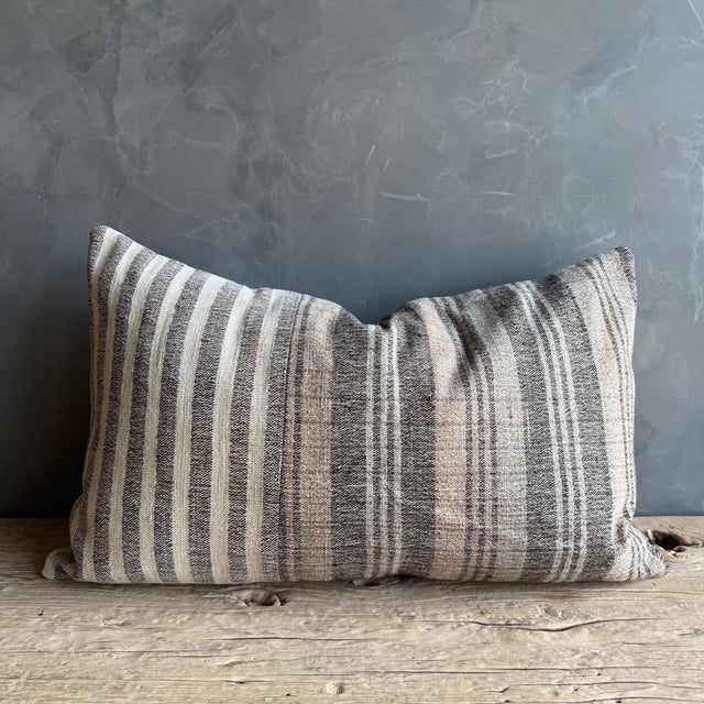 Not Yet Made - Made To Order Vintage Turkish Hemp Rug Pillow 18" X 28" With Down Insert For Sale - Image 5 of 7