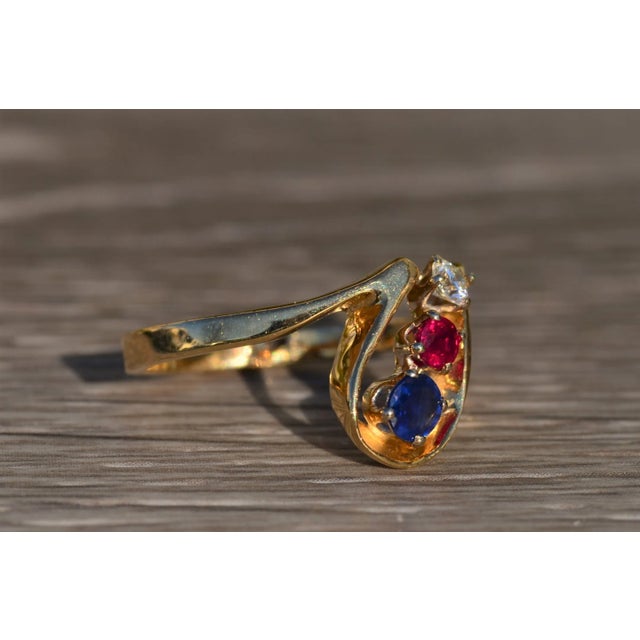 The Tegan: Ladies Contemporary Patriotic Ring set in 14K Yellow Gold For Sale In Philadelphia - Image 6 of 10