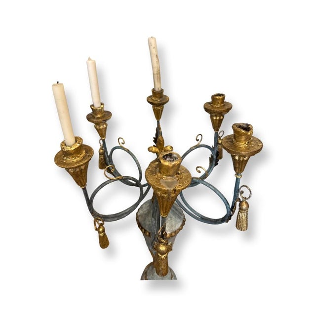 Vintage Italian Plaster Wood and Metal Candelabra For Sale - Image 4 of 5