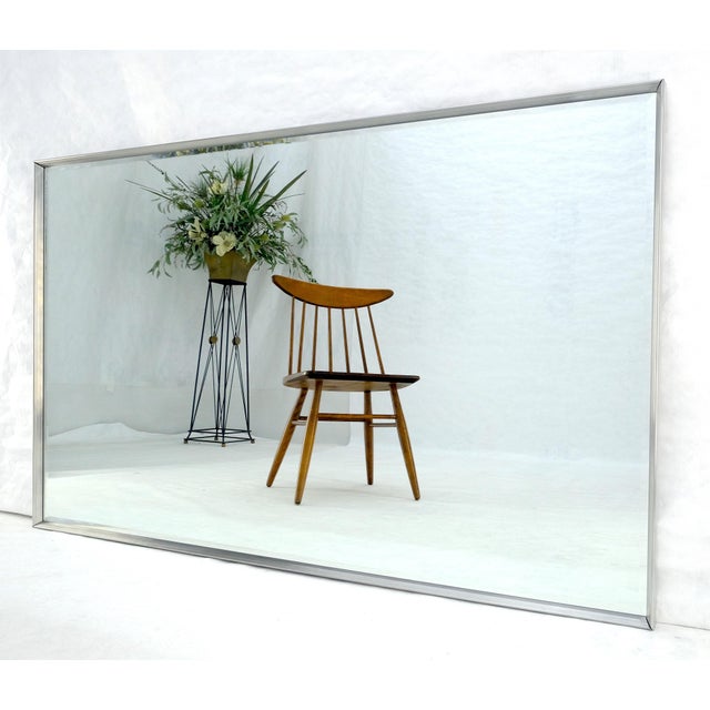 c1960s Large 37x61 Rectangle Solid Aluminum Frame Mid Century Modern Wall Mirror For Sale - Image 13 of 14