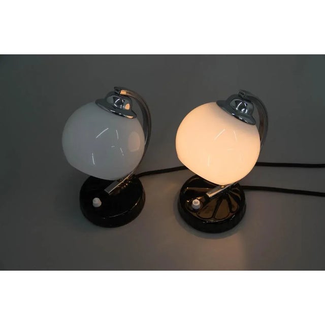 Glass Art Deco Table Lamps, 1930s, Set of 2 For Sale - Image 7 of 10
