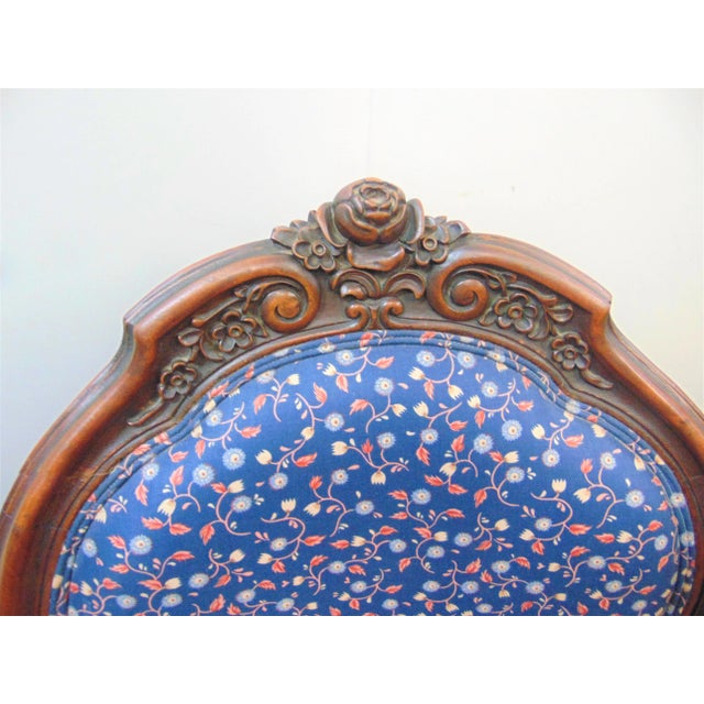Victorian Rose Carved Mahogany Chair For Sale - Image 4 of 7