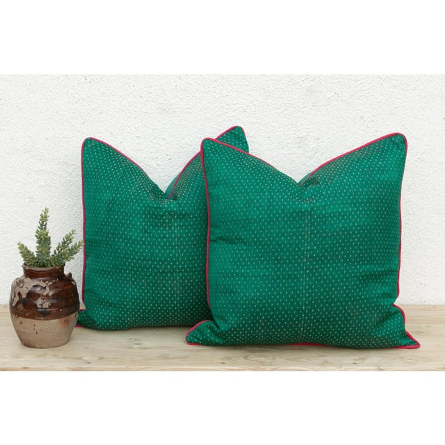 Textile Pair of Aran Dotted Ahir Handloom Pillow For Sale - Image 7 of 7