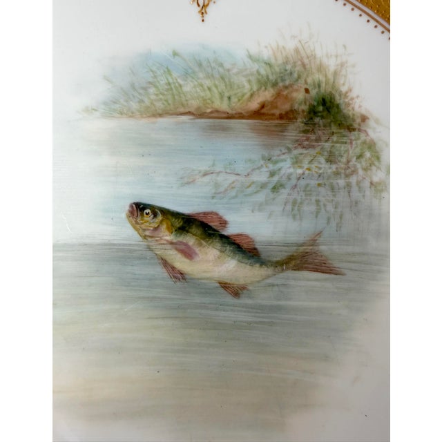 Set of 6 Antique 1800's Hand Painted Limoges Tressemanes & Vogt Porcelain Fish Plates For Sale - Image 12 of 18