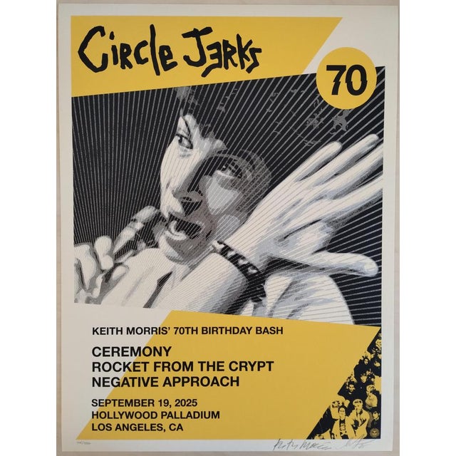 Shepard Fairey (Obey) Circle Jerks (Keith Morris 70th) Year 2025 Screen printing on Speckletone cream paper. Signed by...