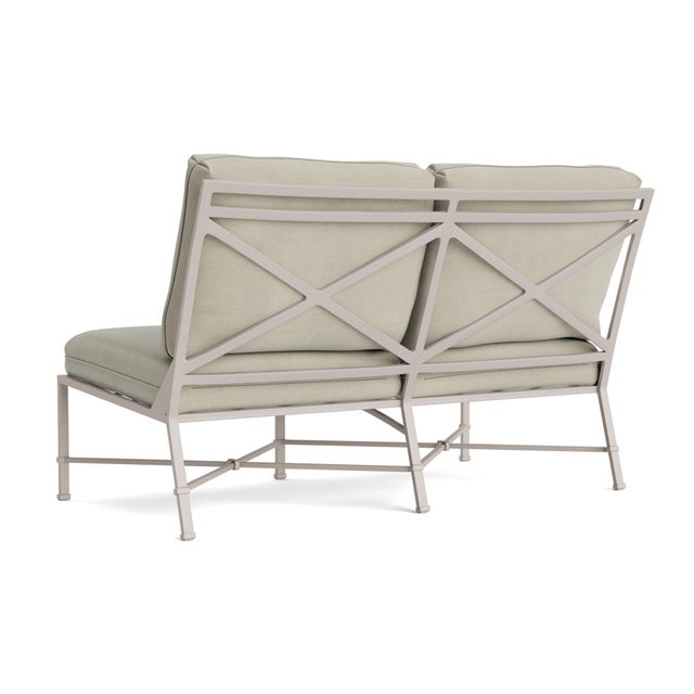 Not Yet Made - Made To Order Brown Jordan Venetian Armless Loveseat, Dove frame with Fusion Meadow fabric For Sale - Image 5 of 11